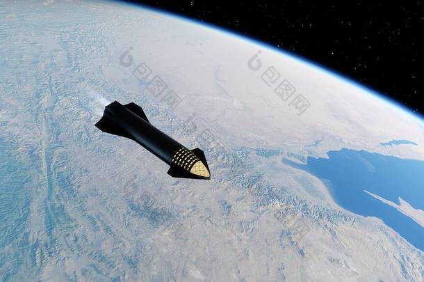洛戈伊斯克，明斯克地区/白俄罗斯-2020年<strong>12月</strong>15<strong>日</strong>：SpaceX概念航天器在地球轨道上运行。