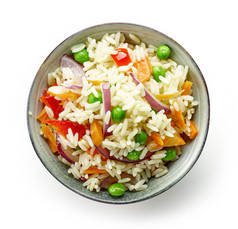 碗里的米饭与蔬菜