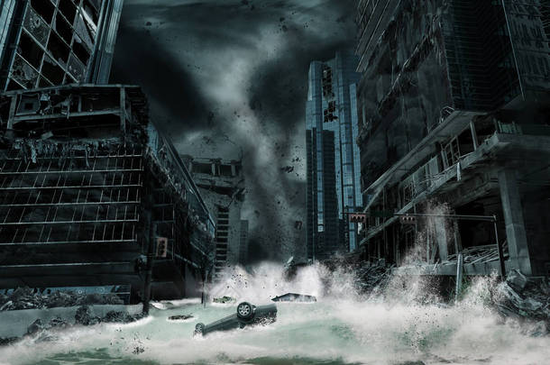 <strong>一个</strong>被飓风摧毁的城市的电影写照