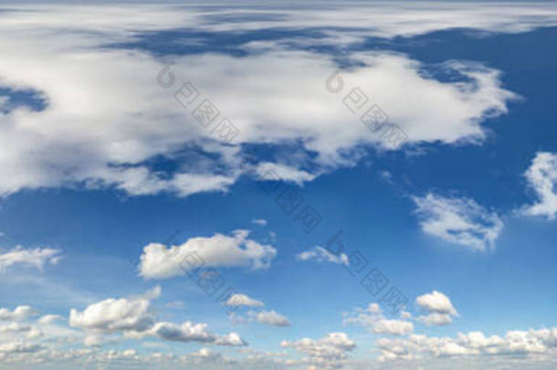 无缝洞<strong>全景360度</strong>角蓝天与美丽的积雨云与天顶用于3D图形或游戏开发如天空穹顶或编辑无人机拍摄