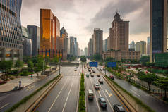 深圳，中国市区城市景观和城市道路.