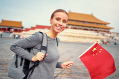 北京故宫旅游青年妇女与全国华人.