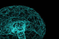 人类大脑的数字数据和网络连接是以人工智能的形式在黑色背景上隔离的, 以技术和医学概念的形式存在。运动图形。3d 抽象例证