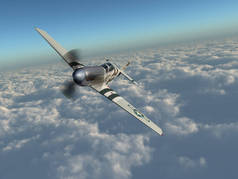 第二次世界大战美国战斗机在云彩