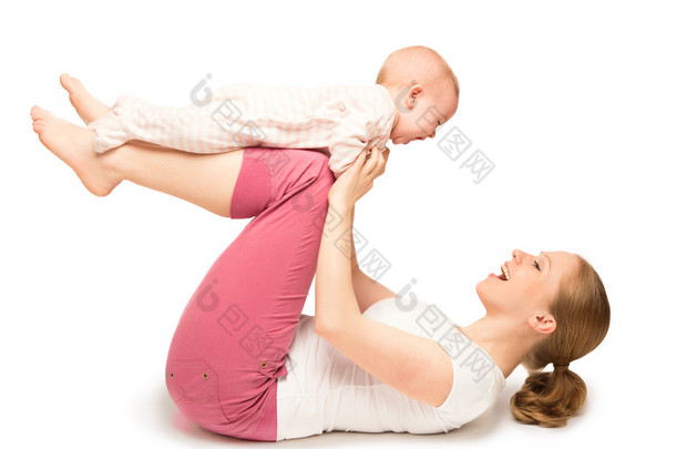 母亲和<strong>婴儿</strong>体操、 瑜伽练习隔离