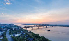 中国日落九江长江大桥