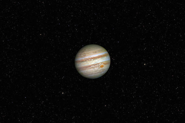 行星木星对太阳系的黑暗星空背景，由美国宇航局提供的这张图片的元素