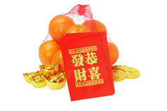 中国新年装饰品和橘子