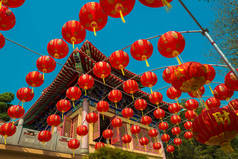 农历新年期间的华人庙宇。向佛教徒寺庙祈祷的地方。泰国