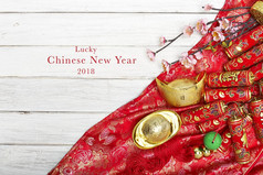中国农历新年装饰物品用于信仰的好运和财富
