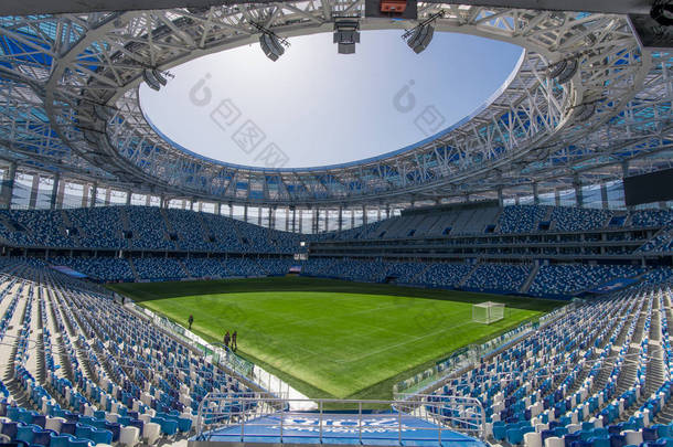 俄罗斯, 下诺夫哥罗德哥罗德-<strong>2018</strong>年4月16日: 下诺夫哥罗德哥罗德体育场的看法, 新建造的<strong>2018</strong>世界杯在俄罗斯的建筑