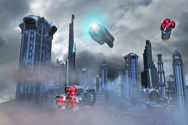 3d 梦幻般的环境未来梦幻般的城市的例证