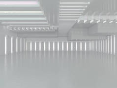 摘要现代建筑背景,空旷空旷的室内空间.3D渲染