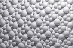 重复各种大小的白色球球体图案。3d 插图.
