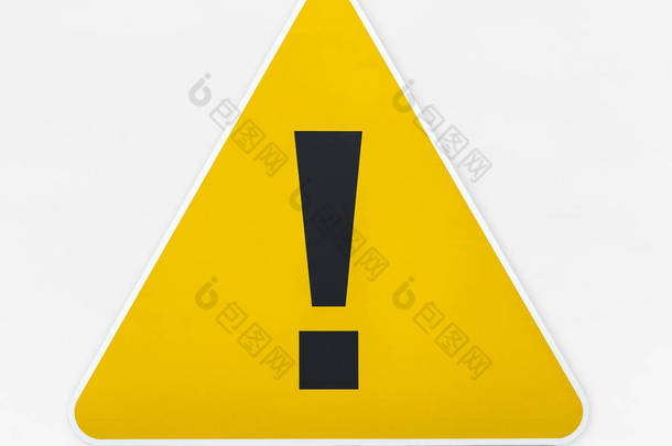 黄色三角形警告标志图标隔离
