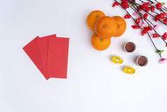 中国新年节日装饰健康和财富橙色