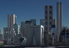 3d 渲染未来主义城市天际线-3d 插图