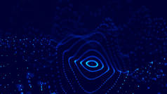 浪3d 。粒子的波涛三维发光抽象数字粒子背景。数据技术说明。大数据可视化。3d渲染