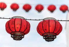 英国伯明翰中国城的中国灯笼
