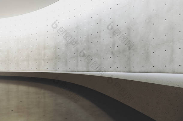 现代和未来的空光<strong>内饰</strong>与混凝土墙和在地板上的反射。室内设计和建筑的概念。3d 渲染