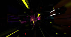 科幻/未来走廊由五颜六色的灯光照亮.