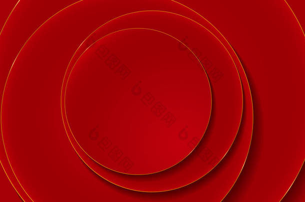 红色和金色圆圈的抽象背景