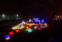 中国的新年，灯笼和灯火辉煌的数字