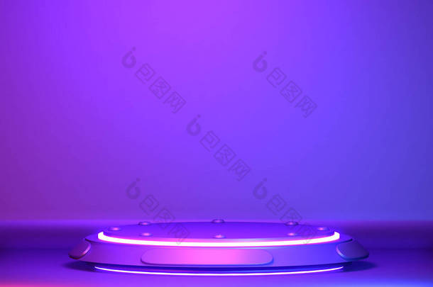 游戏概念渐变紫色和蓝色抽象平台展示.