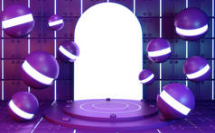 游戏概念渐变紫色和蓝色抽象平台展示.