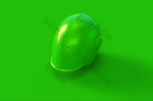 绿色头盔侧面视图3D插图3D渲染