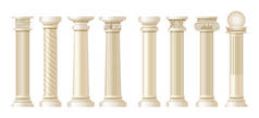 现实的古柱设置。古董柱，古典柱.
