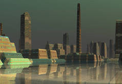 3D渲染未来异形城市- 3D图解