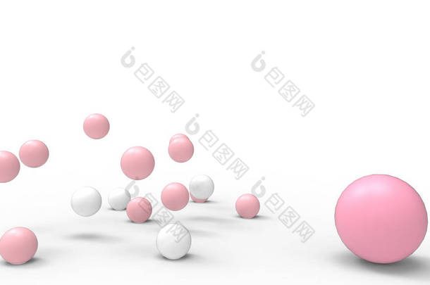 孤立和白色背景下的业务<strong>梯形</strong>图和思想业务概念圈粉色-白色元素- 3D渲染