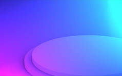 3D紫色霓虹灯台最小演播室渐变暗色背景。摘要三维几何形体图解绘制.为夜总会派对及科技产品展示.