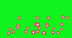 社交媒体绿色屏幕上的直播式动画心脏