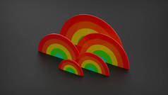 3D插图在深蓝色背景上渲染彩虹。无缝图案。夏天，天空，骄傲，LGBTQ打印。包装,墙纸,纺织品,织物,儿童设计