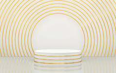 白色的讲台,金光闪闪的产品.产品展示的摘要背景.3D渲染