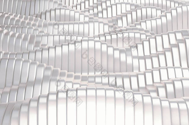 <strong>白银</strong>金属背景与波纹和线条。3D渲染，3D说明.