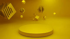 3D渲染平台模拟抽象的黄金舞台渲染.
