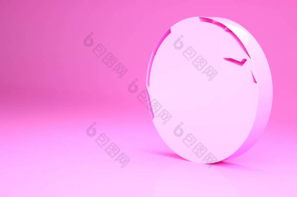 粉色足球图标孤立在粉色背景。足球。足球。运动器材。最低纲领的概念。3D渲染3D插图.