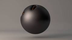 三维渲染一个抽象的铂球体，表面有一个突出的青铜和金滴。面向未来设计的摘要构成.