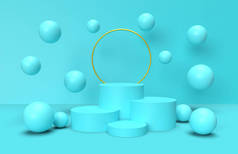 3D平台背景图，灯光来自上方，用于产品设计，显示蓝色