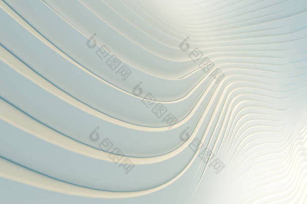 波浪弯曲白色抽象背景表面.计算机生成几何图形.小册子的封面设计。数字插图。平面设计。3d渲染