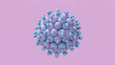 蓝色和粉色光滑的抽象球体。粉色背景。3D渲染.