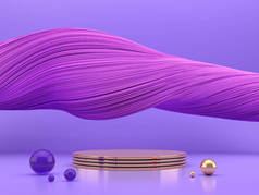 产品的紫罗兰色舞台，3D图解，渲染.