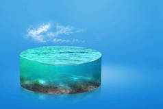海洋上蓝色海水的水下景观.环境概念