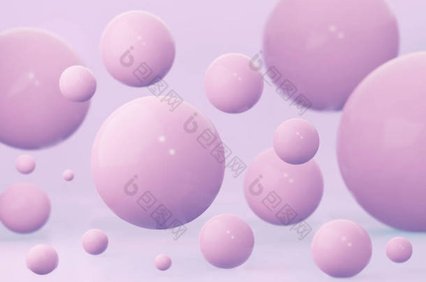 粉色背景的粉色球体。3d渲染.