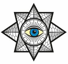  神的眼睛的魔法符号，印刷，纹身用