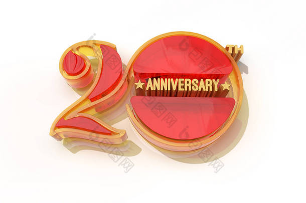 3D渲染20<strong>周年庆</strong>祝- Pen Tool Created Clipping Path included in JPEG Easy to Composite.