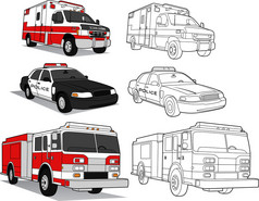 救护车、 警车、 消防车